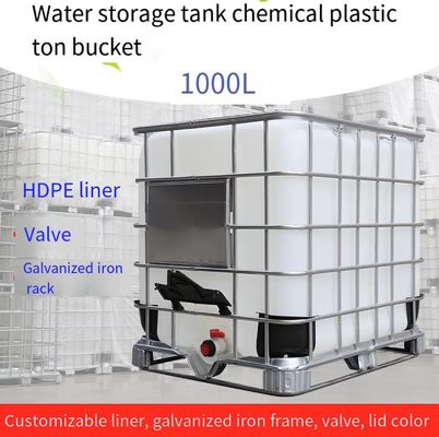 Plastik 1000L Su Kapları HDPE Beyaz IBC Tankı Kimyasal Depolama