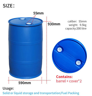 HDPE 200 Litre Plastik Saklama Fıçısı 200L Hammadde Plastik ISO9001